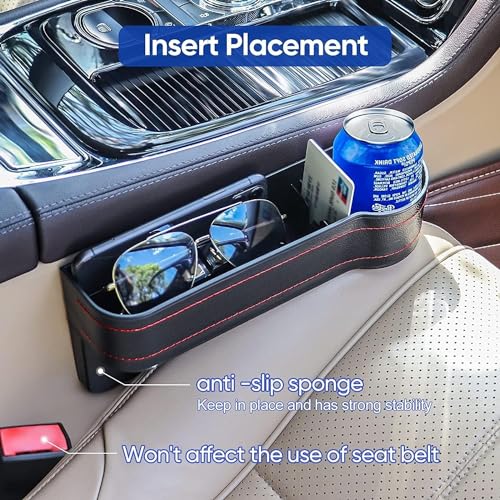 Image of ZIAKO Car Seat Gap Filler Organizer, 1 Pack Multifunctional Car Seat Organizer, Auto Console Side Storage Box with Cup Holders Seat Hooks for Drink, Car Organizer Front Seat for Holding Phone