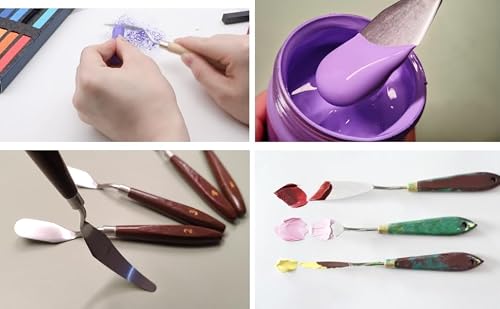 Miniatura 6 de Exerz Cuchillos De Paleta, 5 Piezas De Acero Inoxidable. Espátula Raspador. Suministros De Arte, Accesorios Para Pintura Al Óleo Y Acrílica, Mezcla De Colores Para Verter Arte