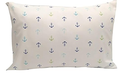 ELLA & MAX Funda de almohada para niños pequeños. Ancla náutica. Suave y tierno. Se adapta a almohadas de 13 x 18 y 14 x 19 pulgadas. Fácil de lavar
