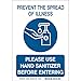 Use Hand Sanitizer Sign Polystyrene 10 In H X 7 In W Blue On White