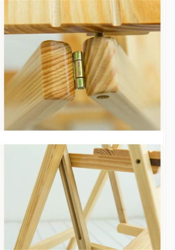 Step Stool Folding Flower Stand, Three-Step Ladder Bedroom Bookshelf Wood Stool Comfortable Footstool Natural Household Ladder/Black/42 X 55 X 66Cm