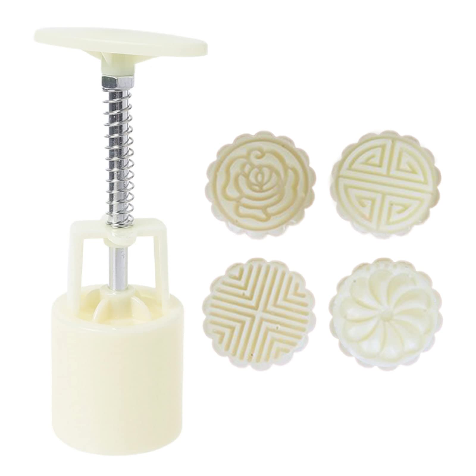 5Pcs Stamps 50g Round Flower Moon Cake Mold Pastry Hand Tool