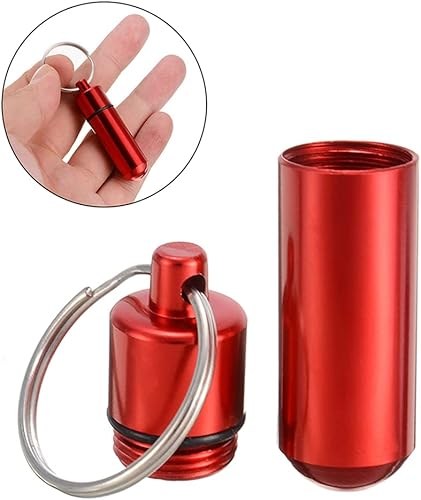 Miniatura 7 de AKOAK 2 botellas redondas coloridas de aleación de aluminio para píldoras, tarro de emergencia, impermeable, para viajes al aire libre, portátil,
