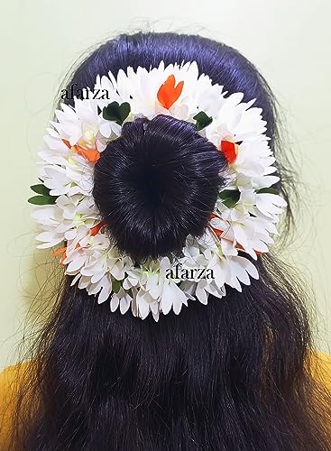 Image of gajra for hair bun juda accessories mogra Jasmine Scrunchies For Women Pack 4 pieces (multi)