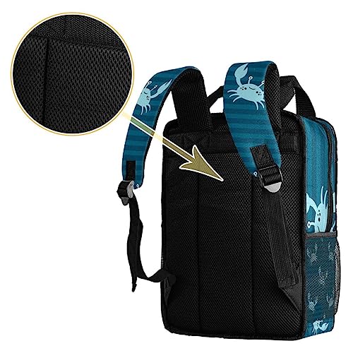 Sac à dos pour garçons à rayures bleues et motif carpe 35.5x26 cm