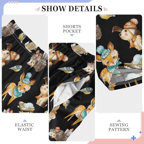 Hedgehog Rabbit Deer Boys Long Pants Soft Trousers Elastic Waist Kids Lounge Bottoms with Pockets S-XL4