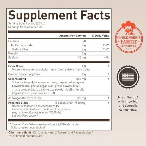 Image of ROUNDHOUSE PROVISION Morning Kick, Greens Superfood Powder Supplement with Ashwagandha, Collagen & Probiotics - Sugar Free, Caffeine Free (3 Pack, Strawberry Lemonade Flavor) by Chuck Norris
