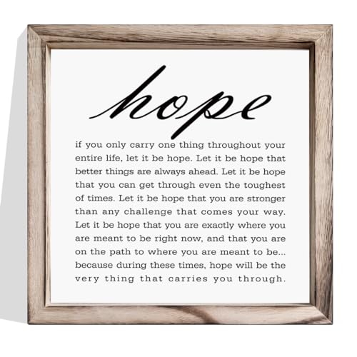 Hope Sign, Decorative Wooden Wall Frame Sign, Hope Quotes Wood Signs, Inspirational Wood Signs, Home...