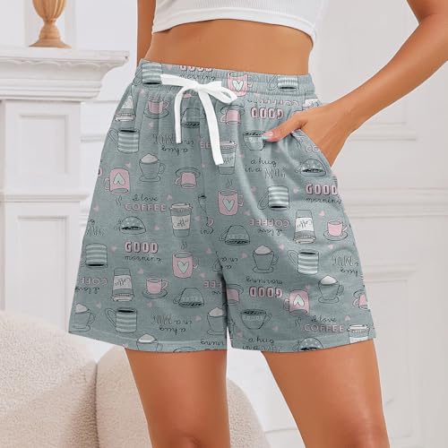 Image of American Trends 3 Pack Pajama Shorts Women Casual Elastic Waist Comfy Printed Sleep Lounge Shorts for Women PJ Bottoms