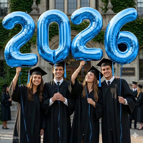 Image of Blue Graduation Decorations 2026 | Giant, 42 Inch, Foil 2026 Graduation Balloons Class of 2026 Decorations | Blue 2026 Balloons Number, Graduation Party Decorations | Prom Decorations 2026, Katchon