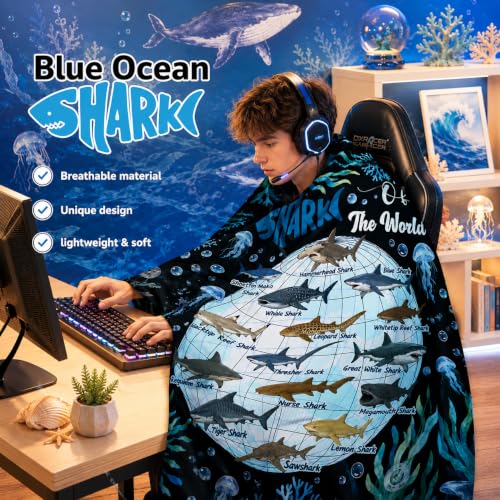 Xvx-Boom Shark Throw Blanket, Whale Shark Blanket, Fish Gift 40"x50" - image 3