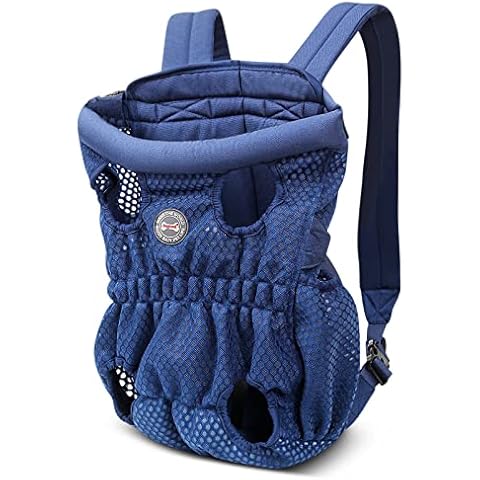 ALLSOPETS Dog Backpack Cat Carrier Bag Pet Backpack for Dogs Portable Breathable Double Shoulder Pet Bags with Mesh Window for Small Medium Dog Travel Blue Cover