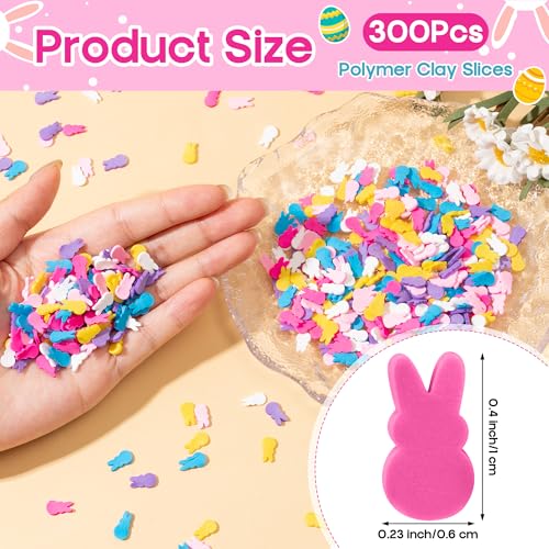BkeeCten Bright Easter Bunny Clay - 300 Pcs Vibrant Color Soft Clay Bunny Shapes for Slime Making Resin Art Phone Case Decoden Nail DIY Craft Scrapbook Embellishment Supplies Reusable Decorations
