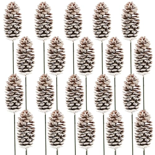 Pack of 20 Artificial Christmas Pine Cone Picks Sprays Spruce Pin...