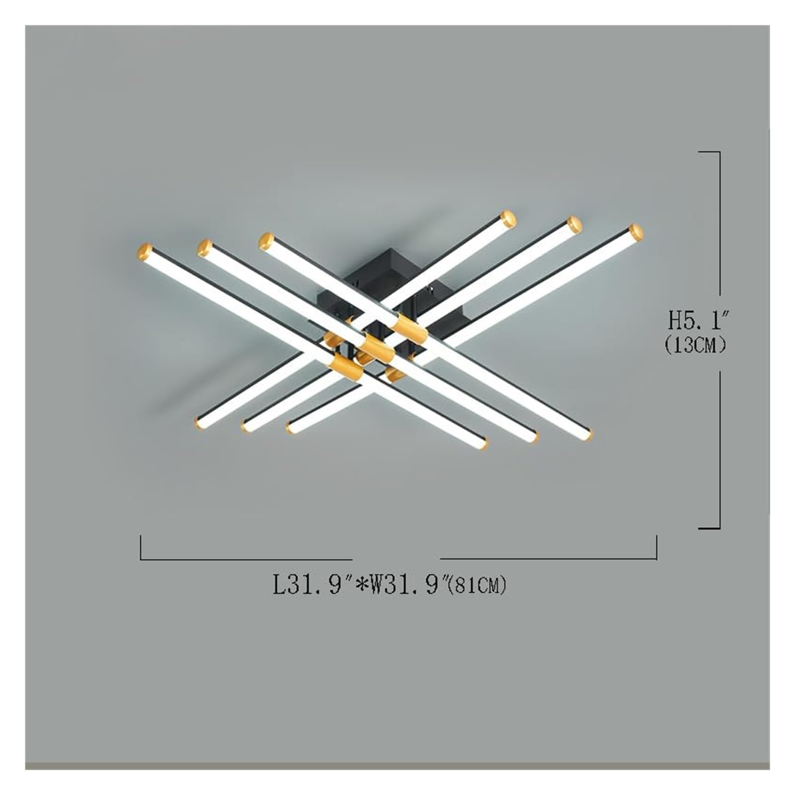 Lampa sufitowa wisząca Modern Led 4 Akryl z pilotem Możliwość przyciemniania do salonu, kuchni i sypialni Czarny + złoty (6-lampowy)