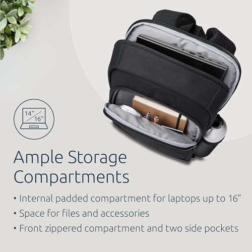 Image of Kensington EQ Laptop Backpack 14 inch, Padded Shoulder Straps, Side Pocket (K60391WW), Black
