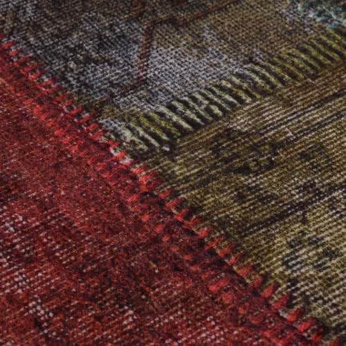 Moquette de sol paillasson tapis lavable antidérapant rond multicolore patchwork 120cm - 5