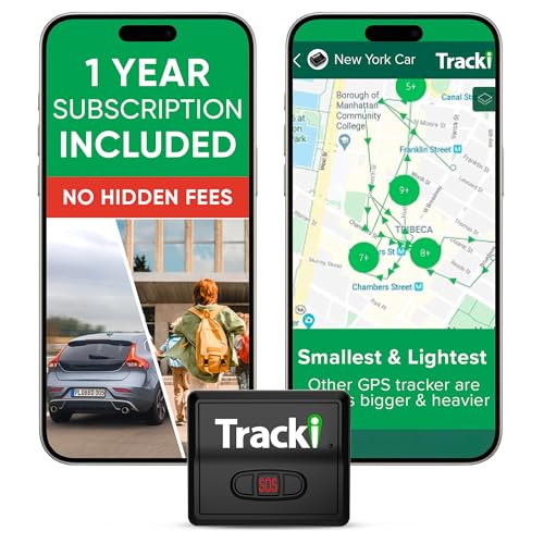 Tracki GPS Tracker for Vehicles – Real-Time 4G LTE Assets & Car Tracking Device with App, Magnetic Mount, Compact Design, Worldwide Coverage – iOS & Android (Tracker 1 Year Subscription Incl.)