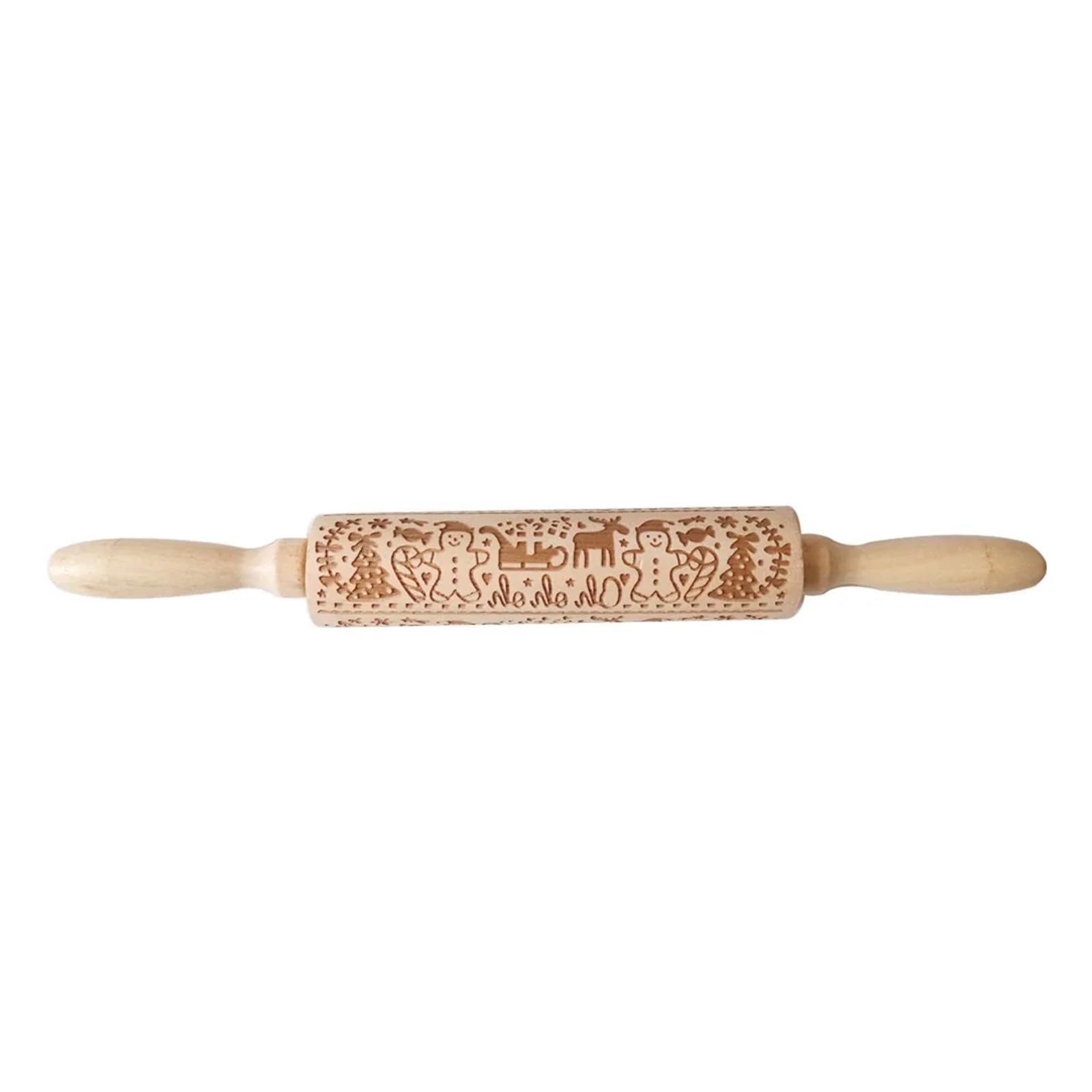 Rodillo de amasar con diseño de Flores de Reno, Molde de Galletas 3D de Madera en Relieve, Herramientas de repostería DIY grabadas, Rodillo de Masa Rodillo para Masa Madera(Color 4)