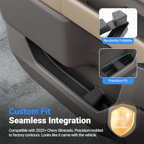 Image of 4PCS Door Side Storage Box Compatible with 2022-2026 Chevy Silverado GMC Sierra 1500 Crew Cab Door Handle Phone Pocket Tray Organizer Replacement for 2022-2026 Chevy Silverado Accessories