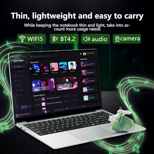 Ordinateur Portable 15,6", PC Portable Celeron N4000, Laptop 8Go DDR4 RAM 256Go SSD, 1920 *1080 FHD IPS, Laptop 1980*1080 IPS FHD Écran, WiFi5/Mini-HDMI/USB3.0/BT4.2/Webcan, Carte TF Développer to 1To – Image 6