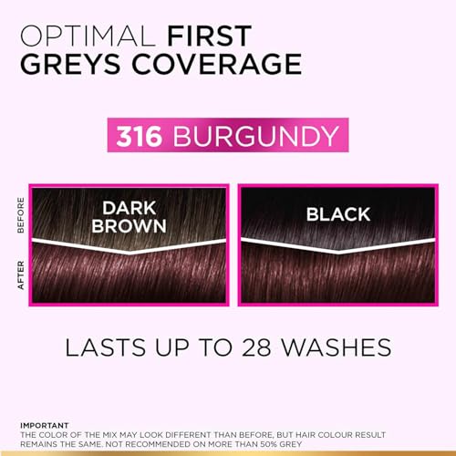 Image of L'Oreal Paris Casting Creme Gloss Hair Color With Glycolic Gloss Complex | 5X Glossier Hair Color | Shade 316 - Burgundy | 60g + 40ml + 60g
