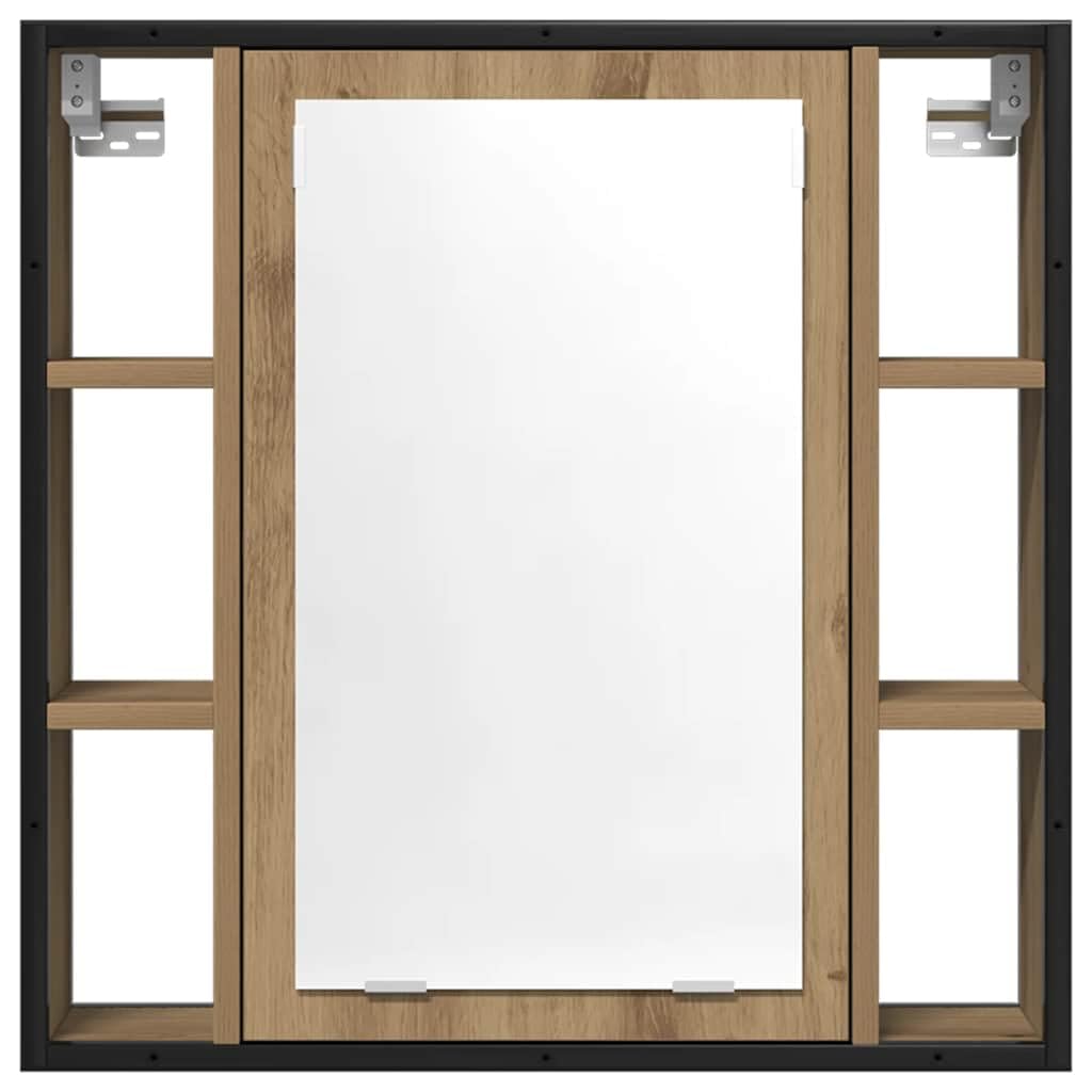 Spiegelschrank Artisan-Eiche 60x16x60cm aus Holzwerkstoff mit Stauraum für Badezimmer, Wandmontage, klare Glas-Spiegeloberfläche für Make-up und Rasur