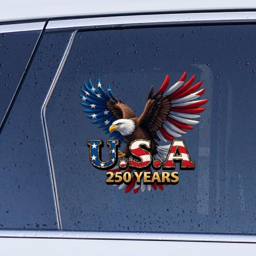 Image of 2pcs USA 250th Anniversary Merchandise Patriotic 1776-2026 Car Decals | Bumper Stickers for Cars, Trucks, Vehicles, 250 Years Commemorative Window Decal 10 inch