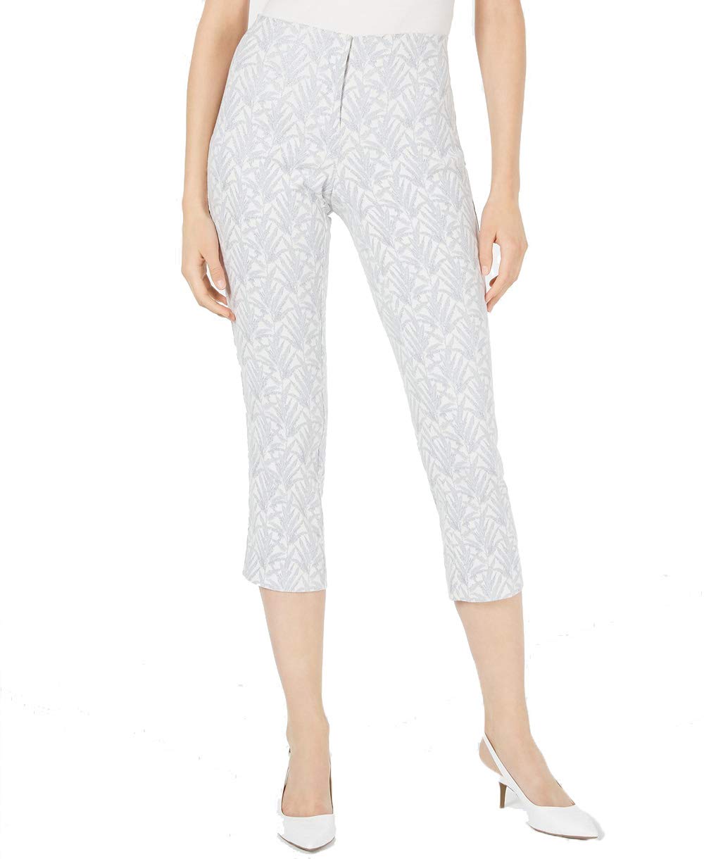 Alfani Womens Printed Metallic Cropped Pants