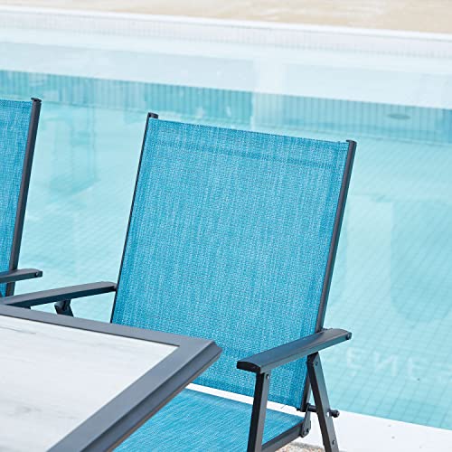 Vicllax Outdoor Folding Patio Chairs With Arms, Portable Patio Dining Chairs Sling Back Chairs For Garden, Set Of 2 #TOP4