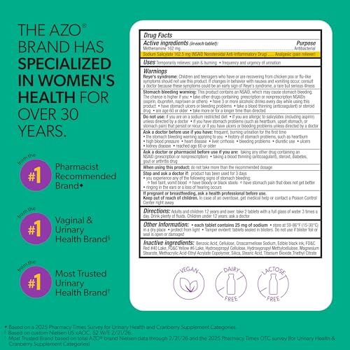 Image of AZO Urinary Tract Defense Antibacterial Protection, 48 Tablets | From the #1 Doctor Recomended Brand± UTI Symptom Relief in as Little as 20 Minutes, Relieves Urinary Pain, Burning & Urgency*