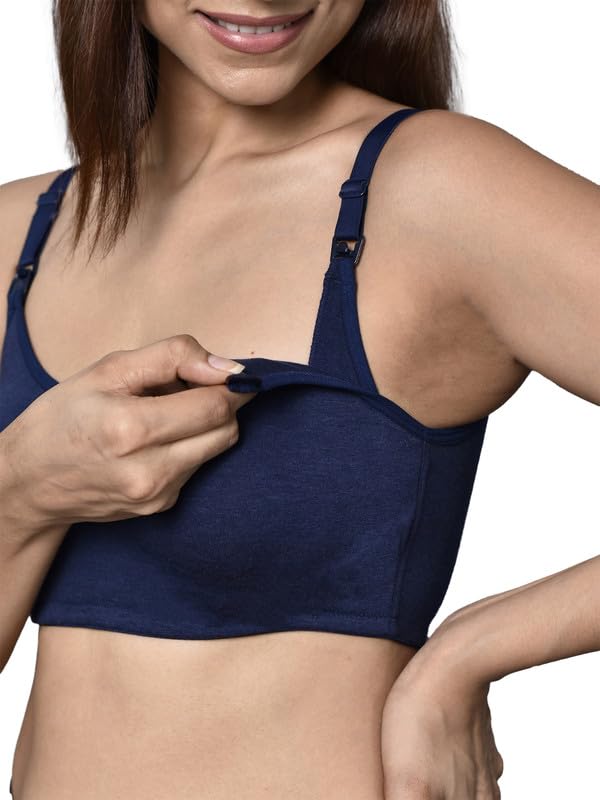 Image of Inner Sense Organic Cotton Bamboo Nursing Bra for Women I Non Padded Feeding Bra with Keyhole Back Design and Wire Free I Maternity Innerwear with Full Coverage
