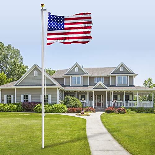 Voilamart 20 FT Sectional Flag Pole Heavy Duty Aluminum Flag Poles Outside In Ground with 3'*5' American Flag and Gold Ball for Residential or Commercial Use - Image 6