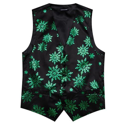Image of Barry.Wang Mens Red /Green Christmas Suit Vest Holiday Xmas Waistcoat Tie Set Party Tuxedo