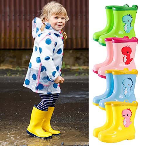 Rain Boots with Easy-On Handles in Fun Patterns for Toddlers and Kids Rain Boots Rubber Shoes (Blue, 2.5-3.5 Years)2