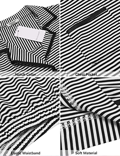 Ekouaer Women's Cotton Pajamas Sleepwear Shirt And Short Button-Down Pj Set (Black Striped M) #TOP4