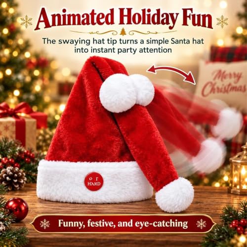 Animated Santa Hat, Moving Christmas Hat with Funny Swinging Design (Red) - image 3