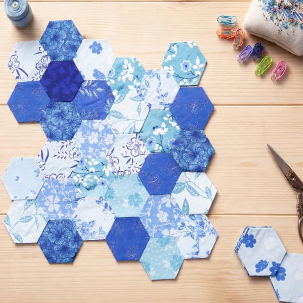 Soimoi Hexagon Precut Quilt Kit – 120 Cotton Fabric Hexagons + 120 EPP Papers – 1.75" Quilting Cotton Shapes for English Paper Piecing, Patchwork & Honeycomb Quilts — image 1