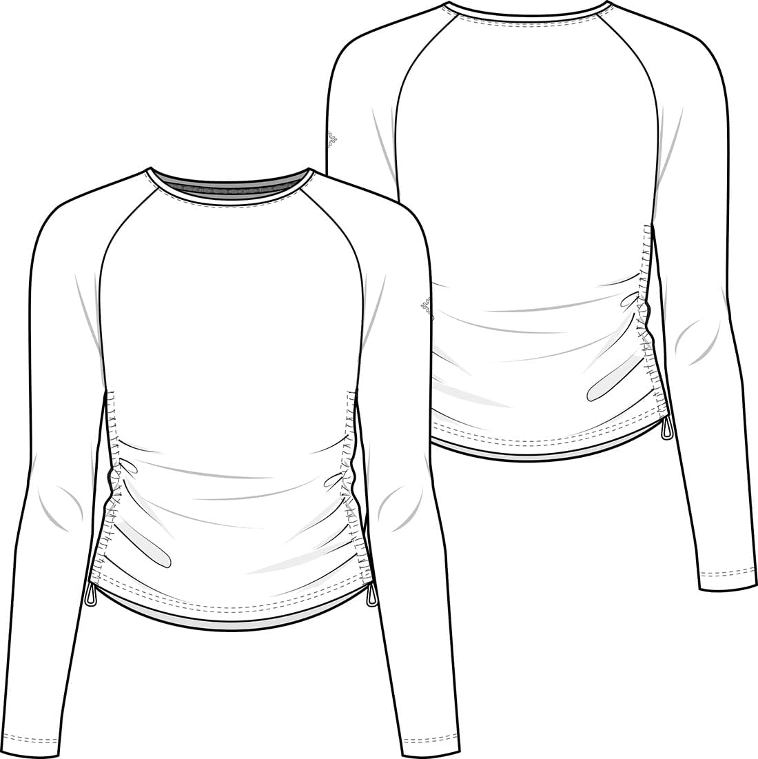 Med Couture Underscrub Long Sleeve Women Top Ruched Knit Details, Rounded Hem with Adjustable Taping at Side Seam - MC700