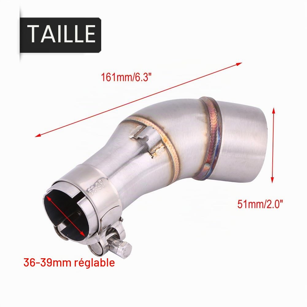 KIMISS Adaptateur d'adaptateur de tuyau de liaison intermédiaire d'échappement de moto pour R25 R3 2013-2016