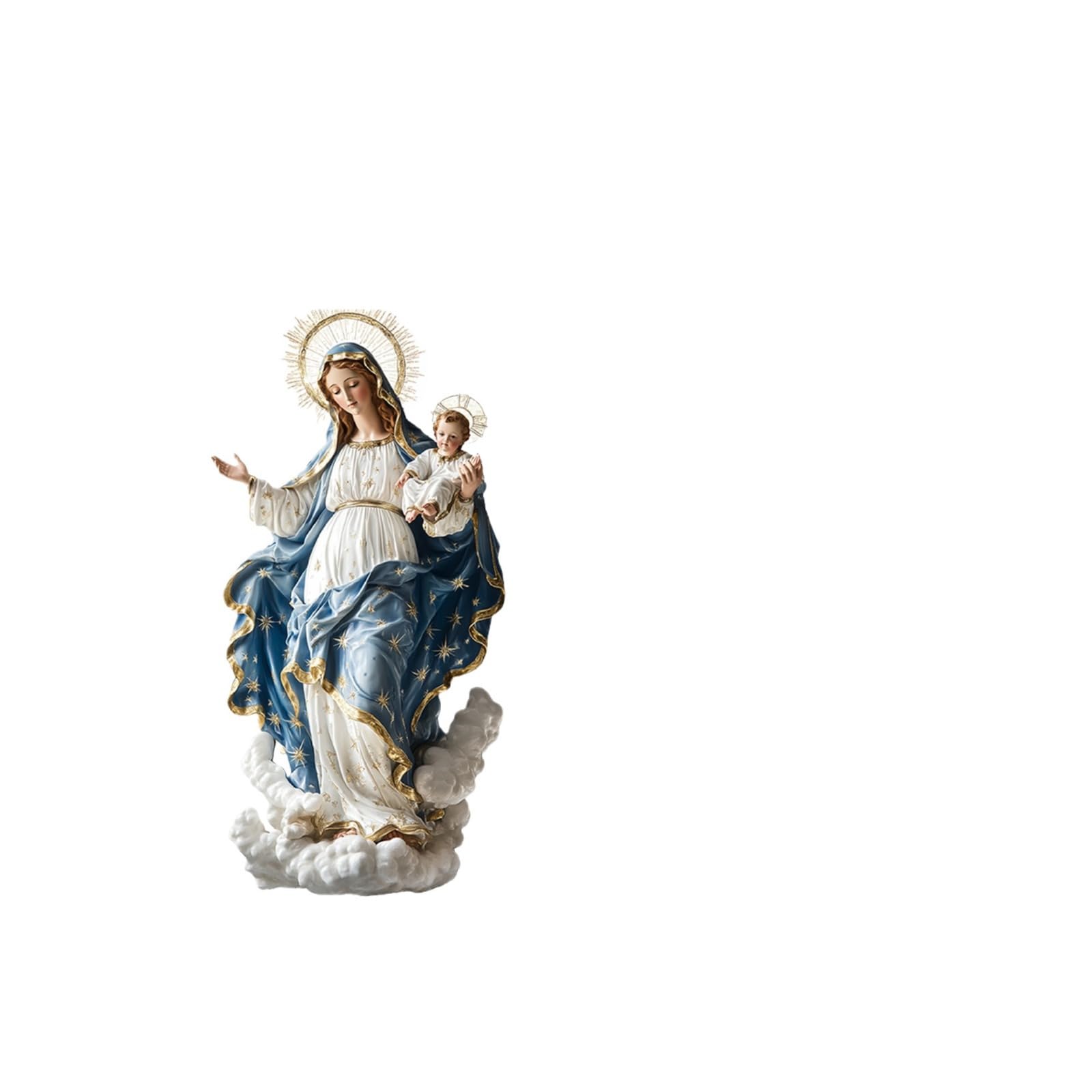 Snorvixre Religious 2D Flat Acrylic Holy Mother and Child Sculpture Ornament with Base for Desktop Bookshelves Home Decors Religious Holy Mother and Baby Tabletop Ornament
