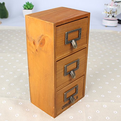 Amazon｜小物入れ ミニチェスト アンティーク風 木製 引き出し3個付き