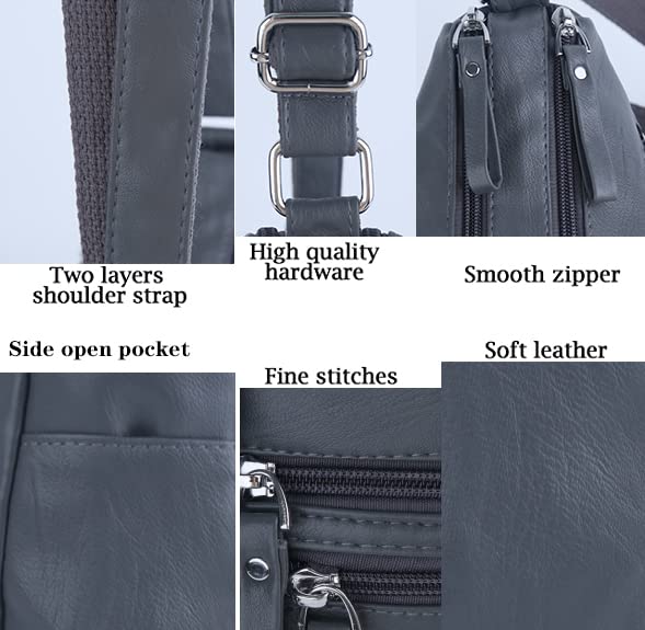 Image of ELDA 10 Pockets Crossbody Purses for Women Medium Pocketbooks Lightweight Ladies Satchel Bag Multi Pocket Shoulder Handbag