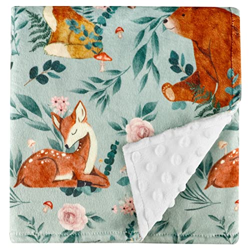Tanofar Baby Blankets For Boys Girls Minky Blanket With Dotted Backing Super Soft Throw Blanket For Nursery 30 X 40 Inch Woodland Animals #TOP27