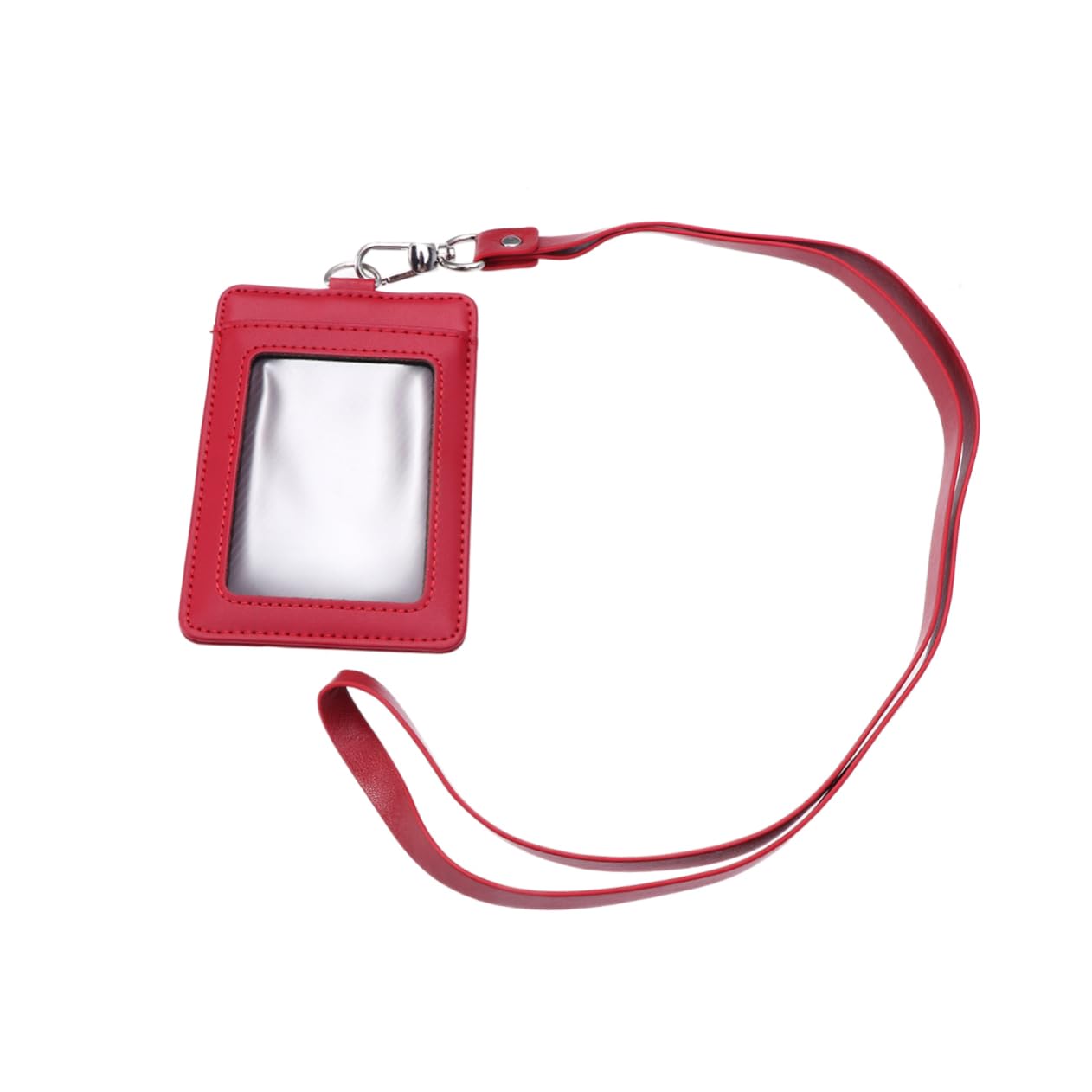 SHINEOFI Porta Badge Verticale in Pelle Da 3 Pezzi Con Clip Girevole Per Cordino Robusto Porta Badge Rosso Per Carte E