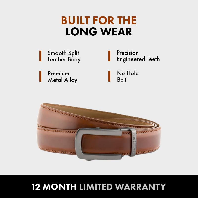 Image of HALDEN BURLEY Belts For Men Leather Original (Free Size Fits Up to 44 Inch Waist) Ratchet Straps, Unique Magnetic Auto-lock Buckle Formal Belts For Men
