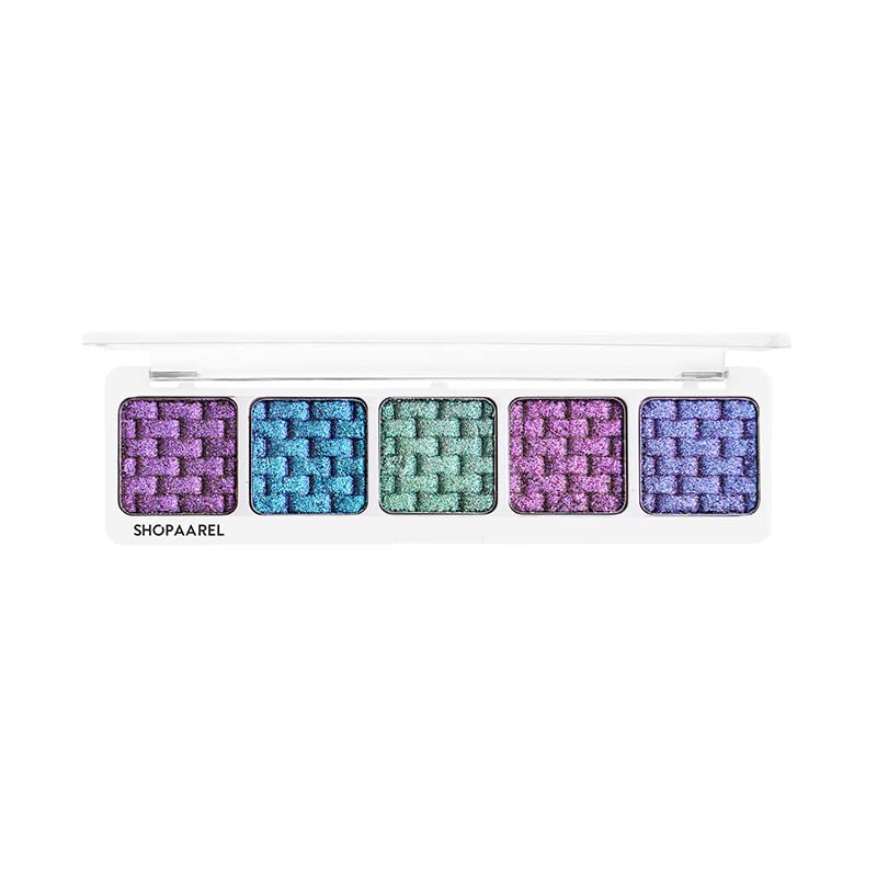 Image of SHOPAAREL Sparkle 5 Color Eyeshadow Palette | Highly Pigmented Shimmer & Glitter Shades | Long Lasting, Blendable Eye Makeup | Compact Travel Friendly Eye Shadow Kit for Women (OMG)