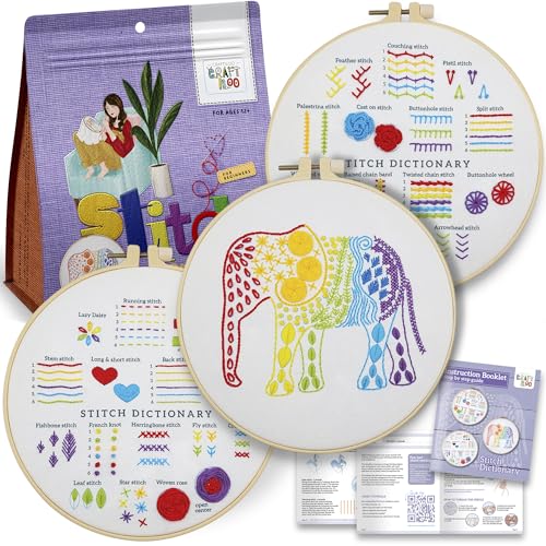 Image of CRAFTILOO Embroidery Kit for Beginners Cross Stitch Kits for Beginners Needlepoint Kits for Adults Embroidery Kits for Adults Cross Stitch kit Elephant