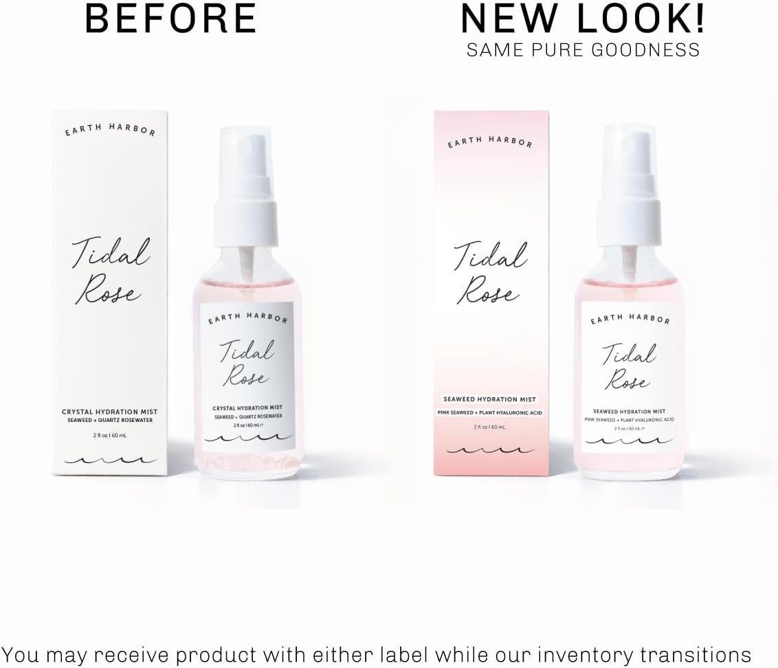 Earth Harbor Tidal Rose Seaweed Hydration Mist & Facial Toner, 2 fl oz | Rose Water, White Tea, Soothes & Tones the Skin, 100% Natural, Cruelty-Free, For All Skin Types, Hydrating Mist