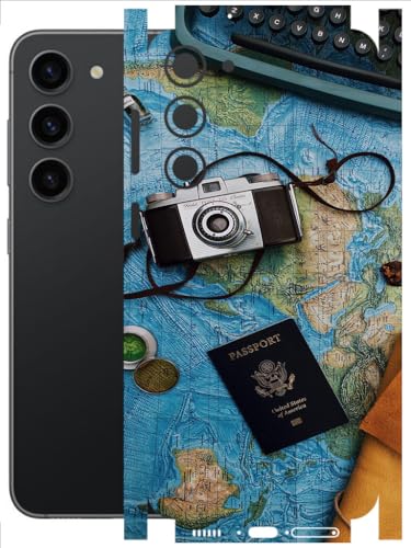 Image of AtOdds - Full Body Back Screen Guard Protector Film - Lamination Wrap Skin Sticker Compatible with Samsung Galaxy S23 (5G) | Scratchproof Matte Finish (Travel Map)